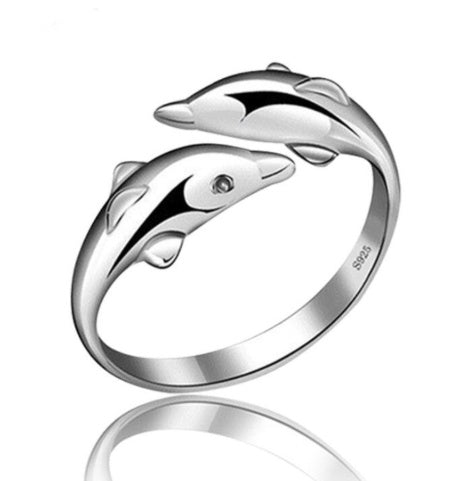 Ring in 925 sterling silver tail ring female ring dolphin ring