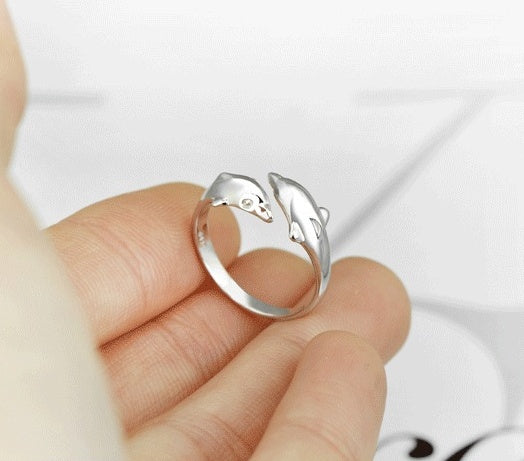 Ring in 925 sterling silver tail ring female ring dolphin ring