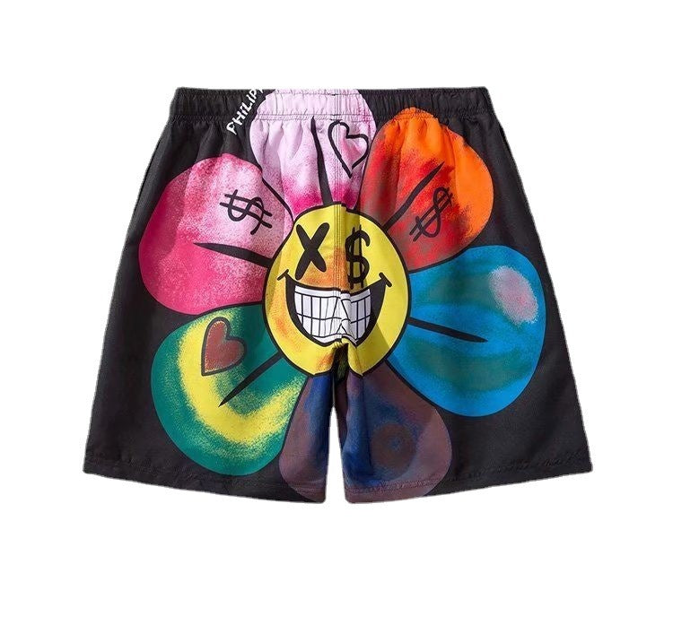 Street Hip Hop Fun Print Beach Shorts For Men