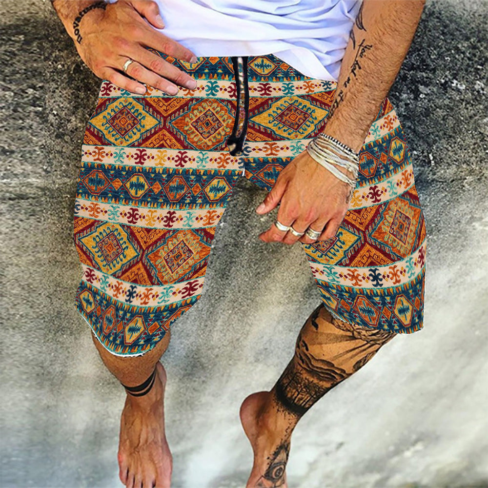 Men'S Spring And Summer New Shorts Skull Print Straight Beach Pants Men