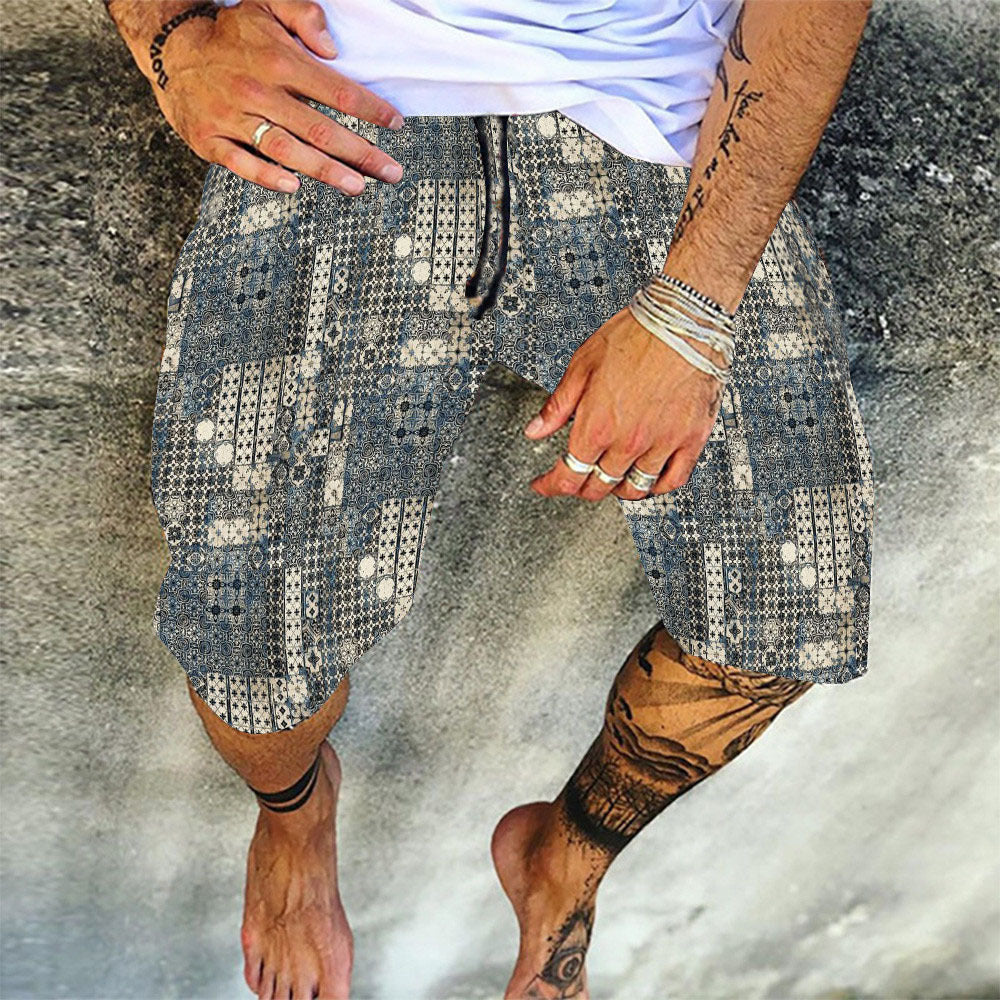 Men'S Spring And Summer New Shorts Skull Print Straight Beach Pants Men