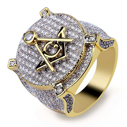Gold Ring Inlaid With Zircon, Popular Men's Ring