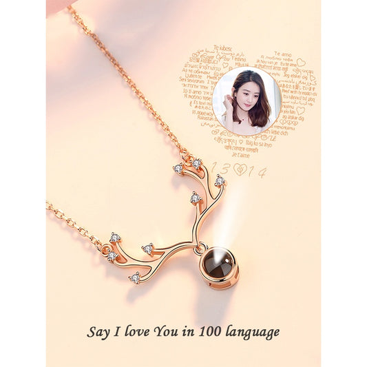 Customize Stainless Steel Accessories Projection Letter Crystal Pendant Necklace