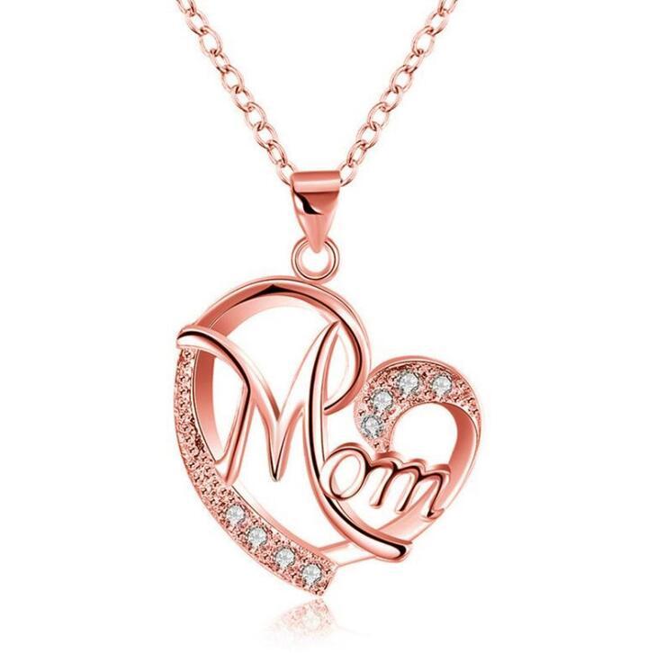 European And American Women's Necklaces Mom Color Separation Heart-shaped Diamonds Wish Explosive Mother' Day Gifts Across The Border