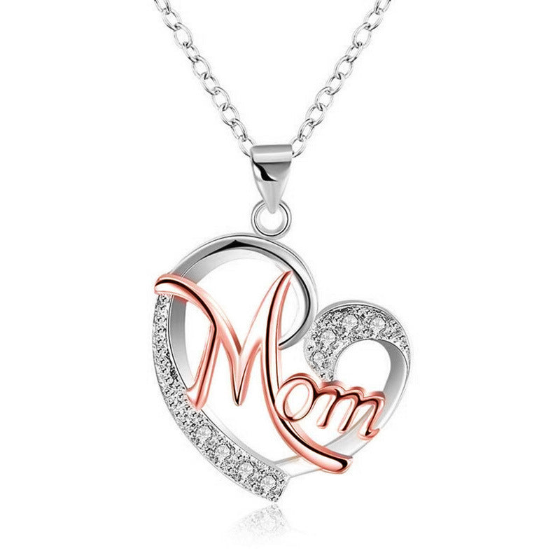 European And American Women's Necklaces Mom Color Separation Heart-shaped Diamonds Wish Explosive Mother' Day Gifts Across The Border