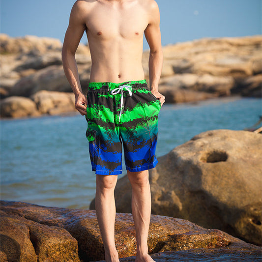 Striped Print Seaside Plus Size Beach Shorts Men