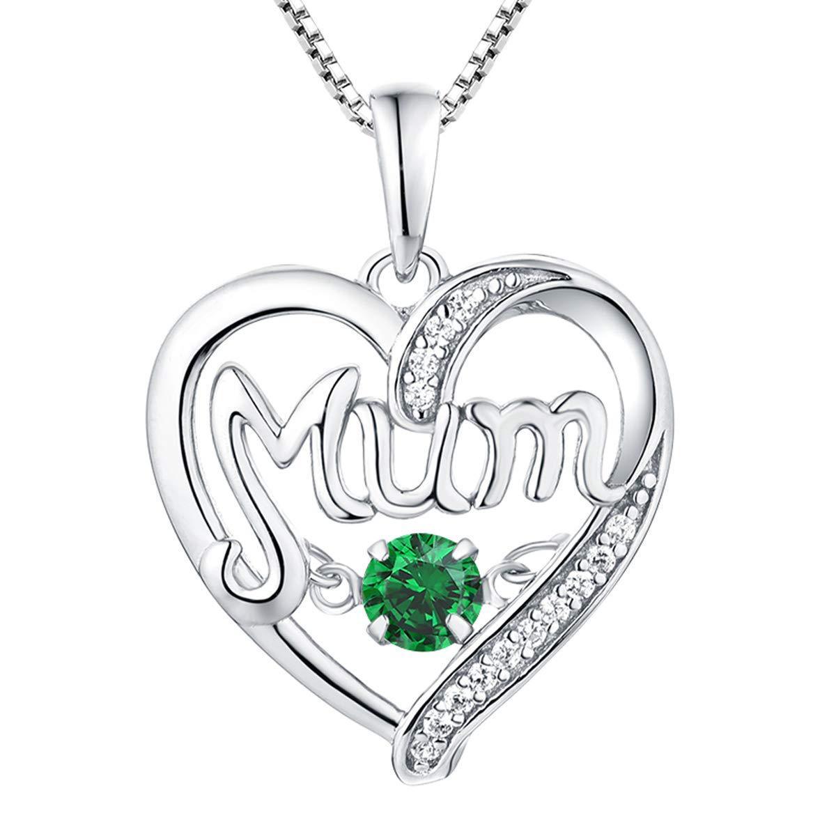 S925 Silver Pulsatile Heart MoM Necklace Mother's Day Gift Birthstones Smart Pendant