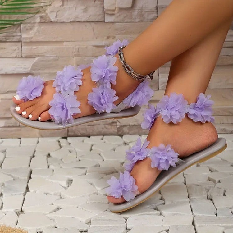 Female Roman Toe Floral Flat Sandals